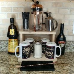 Hot Sale ???? BarMan Counter Caddies™ - NATURAL - 12" STRAIGHT Shelf - Barista Theme ???? -Barman Shop coffee 12in natural web3 700x700