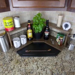 New ✔️ BarMan Counter Caddies™ - Walnut-Stained Corner Shelf - Barista Style - Available In Black And Natural Wood ???? -Barman Shop counter caddies corner barista stained decorated front d657630d d65b 49ba acd1 ab5f2aed96fb 700x700