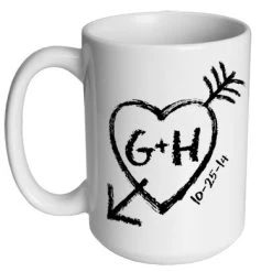 Hot Sale ???? BarMan CUSTOMIZABLE 15 Ounce Coffee Mug - INITIALS - Heart & Arrow ????