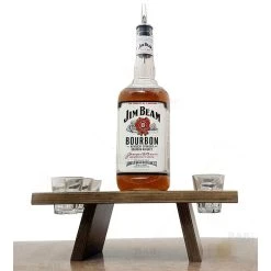 Budget ???? BarMan Whiskey Caddy - Stained Wood W/ 6 Slots ????